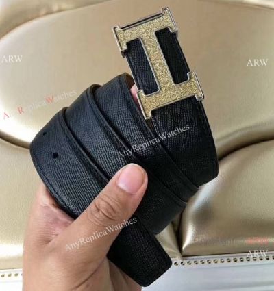 Buy Wholesale Copy HERMES Leather Belt for sale Frosted Gold Buckle